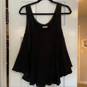 Flowy Black Raw Hem Tank Top